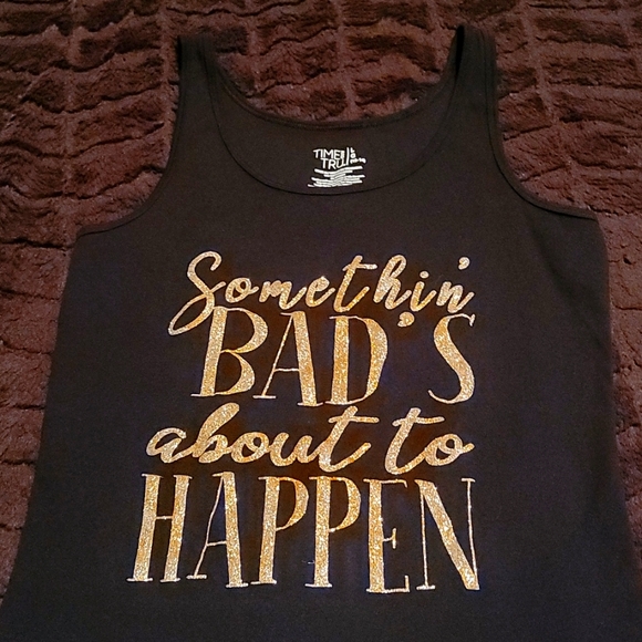 Somethin' Bad's About To Happen Black Glitter Tank L - Picture 2 of 2